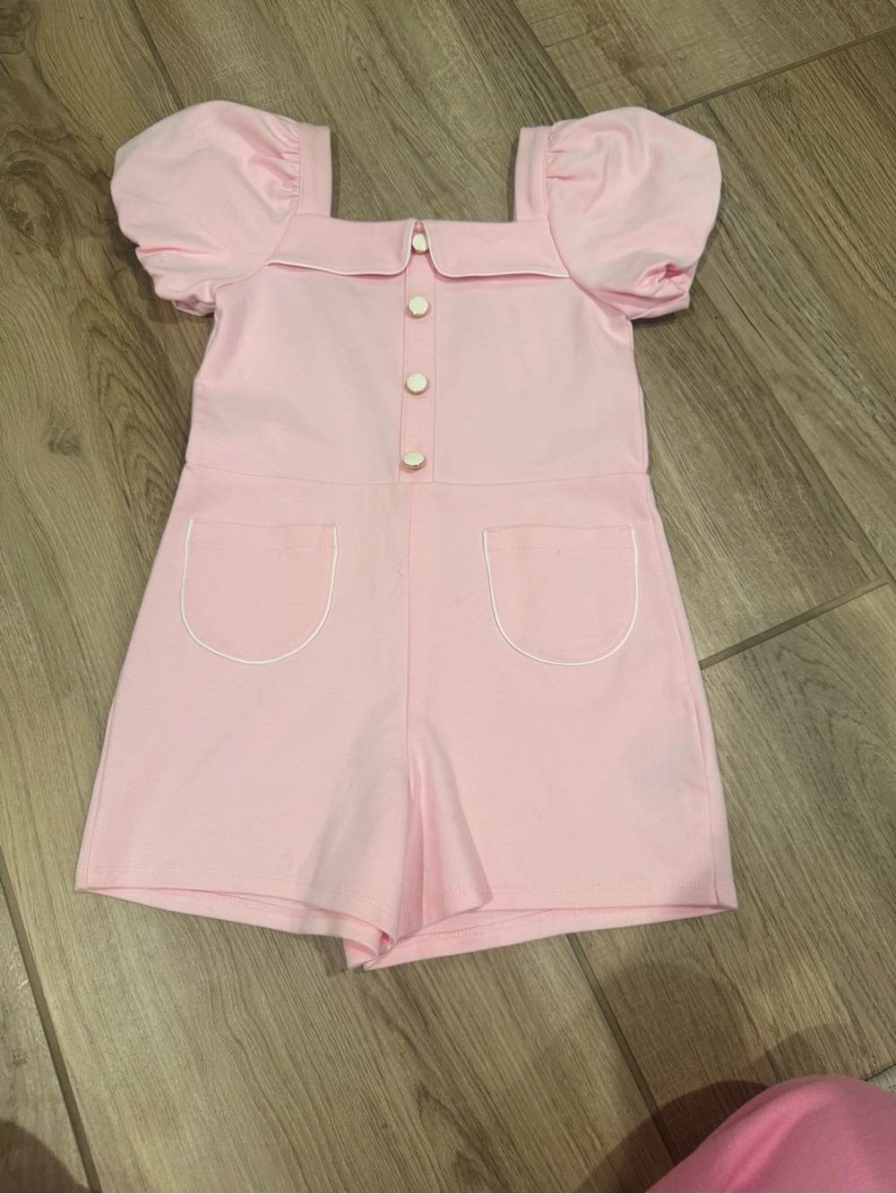 Janie + Jack Pink Puff Sleeve Button-Up Romper Top 7 NWT